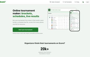 Score7 home page: brackets, schedules and live results for any tournament