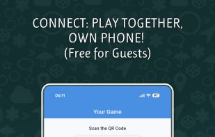 The Scorio Connect lobby allows a host to start a real-time multiplayer game. Friends can join using the simple room code or by scanning the QR code.