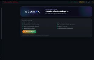 A SCORIXA report — a detailed 22-page analysis of a business's Google reviews, revenue impact, and recovery plan.