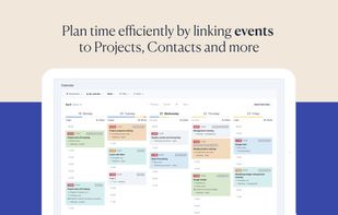 Manage your time holistically, schedule meetings in shared calendars that are linked to customers and projects, while each user can manage their own task list. Completed tasks and events automatically feed into work reports.