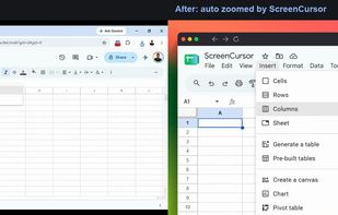 First screenshot: the same recording, plain and auto-zoomed