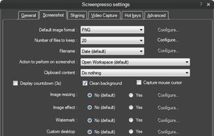 Screenshot Settings