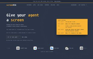 Give your agent a screen. Ask your AI agent for a menu board, a lobby welcome or a check-in kiosk, and screenRIG puts it on your screens.