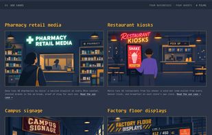 Pharmacy retail media, restaurant kiosks, campus signage and factory floor displays, each run by an AI agent from a phone, a chat or the terminal.
