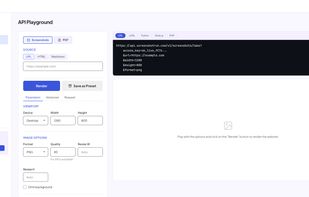 API playground — test screenshot captures with live code examples