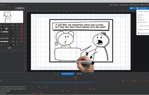 The user interface provides easy access to the project canvas, animation properties and timeline for keyframe animation.