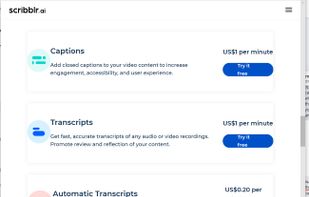 The three main services that Scribblr provides with the basic description and price of each.
