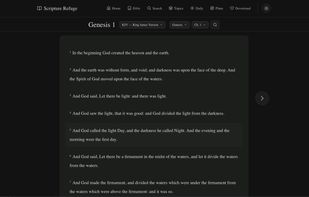 Full Bible reader with chapter navigation and 4 translations — KJV, WEB, ASV, BSB