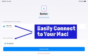 Intro Screen to connect to your Mac (iPad app)
