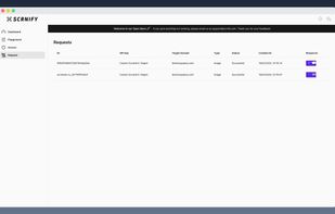 List all Requests with the Status and the Response.