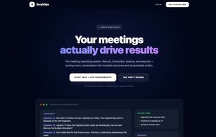 Landing page of the app