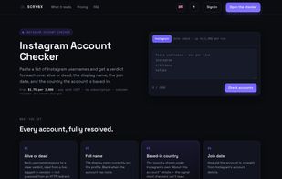 Instagram account checker page