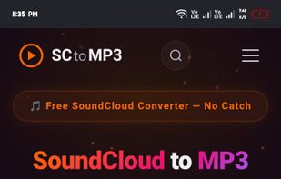 "Mobile-responsive interface of sctomp3, optimized for fast and seamless SoundCloud audio extraction on Android and iOS browsers."
