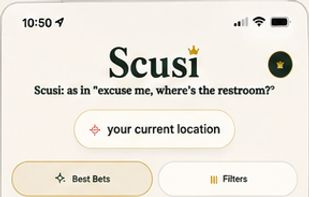 Verified restrooms near you on the map, with Best Bets ranked by walking distance.