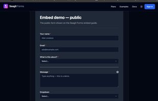 Embed forms in your website