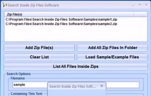 Search Inside Zip Files Software screenshot 1