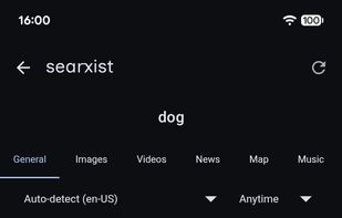 The general search results for "dog".