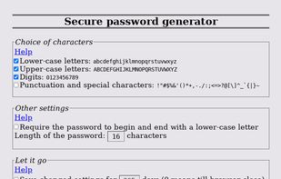 Secure password generator in Vivaldi