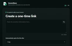 Create a one-time link for sharing passwords, sensitive text and configuration data.