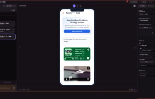 Sell Bio visual flow builder for connecting screens and conditional paths.