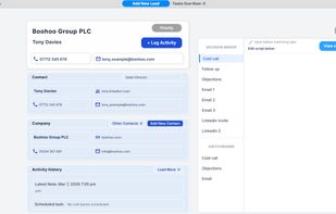 Lead - Manage leads, view research and access personalised scripts before making outreach.