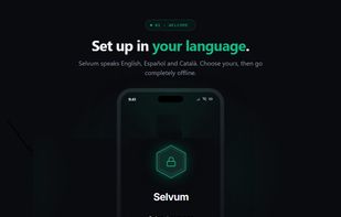 Choosing your language during setup — Selvum is available in English, Spanish, and Catalan.