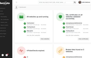 The Semonto dashboard gives you the health of alle websites at a glance.