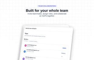 The Team settings page listing workspace members with their roles and join dates, plus an invite form at the bottom.