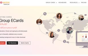 homepage of sendwishonline provide information for free group cards, bulk ecards and wishboard.