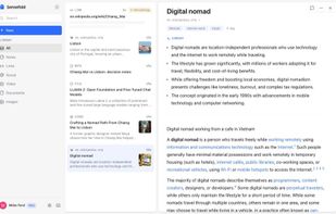 Web library: an article in reader view with the AI summary, highlights, and comments