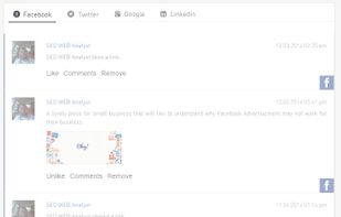 Facebook wall and page tracking of user account on the social media tool, found in the free account.