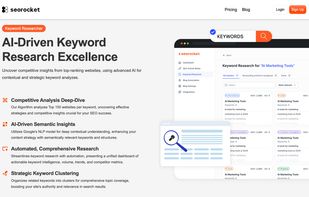Screenshot of the Keyword Researcher dashboard showing a list of top-performing keywords and their search volume.