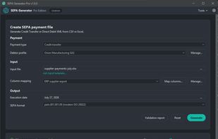 SEPA generation success (dark theme)