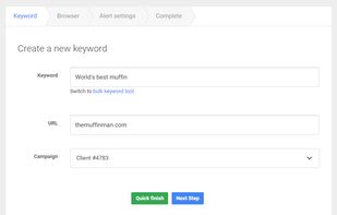 Tracking a new keyword (step 1)