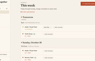 This Week, scheduling page.