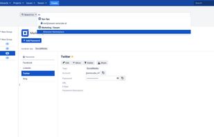 Securely store passwords in Sesam
Passwords are organised in groups and will be stored safely with AES encryption. A global search bar and a bookmark tool offer quick and easy access to your passwords.