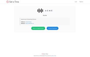 Set a Time booking page