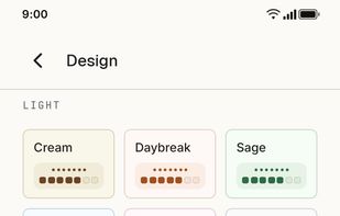 Twenty colour themes to make the grid your own.