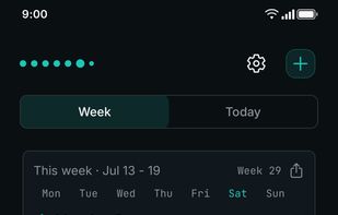 Your whole week on one screen: one row per habit, seven boxes, one tap per day.
