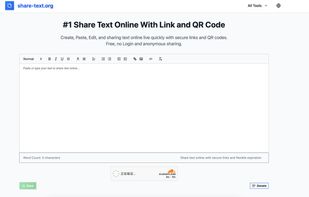 Share Text Online With Link and QR Code screenshot 1