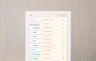 Pro unlocks adding items from a photo, editing entries, custom sorting, push notifications and per-participant permissions.