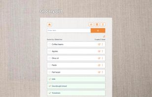 A shared shopping list in use — anyone with the link can add items and tick them off. No account, no app install.