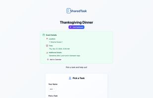 Participants shareable link interface.