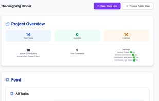 Live event coordination: Task claimed by participants.