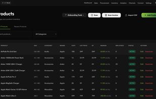 Product & Batch Management — Track every SKU with batch-level expiry dates, stock quantities, and FEFO rotation status. OCR invoice scanning auto-populates product data.