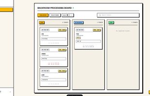 Shelvdon's intuitive backroom processing board featuring a clean, neo-brutalist Kanban UI. Effortlessly track tickets across Todo, In Progress, and Done states with customer PINs, phone numbers, repair notes, and quick search functionality.