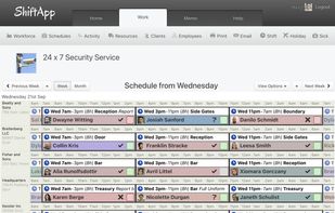 Security Employee Schedule screenshot from ShiftApp.com