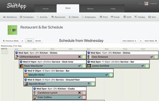 Restaurant Employee Schedule screenshot from ShiftApp.com
