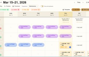 Schedule — Weekly shift scheduling grid with employee assignments
