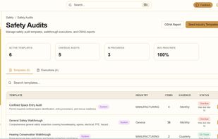 Safety Audits — Safety audit/inspection management interface